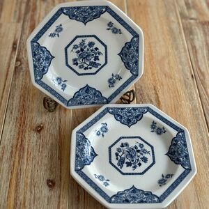 Vintage Blue And White Ironstone Plates, Royal Staffordshire, Old Pekin